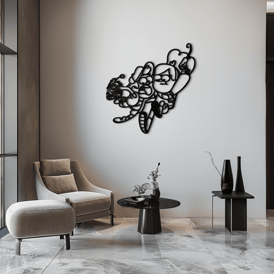 Mabel & Dipper Pines Metal Wall Art – Gravity Falls-Inspired Silhouette for Fans- KAF661