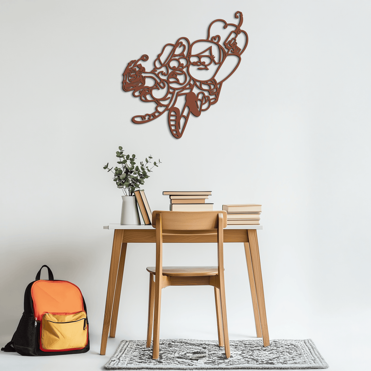 Mabel & Dipper Pines Metal Wall Art – Gravity Falls-Inspired Silhouette for Fans- KAF661