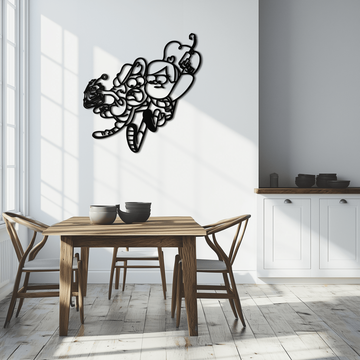Mabel & Dipper Pines Metal Wall Art – Gravity Falls-Inspired Silhouette for Fans- KAF661