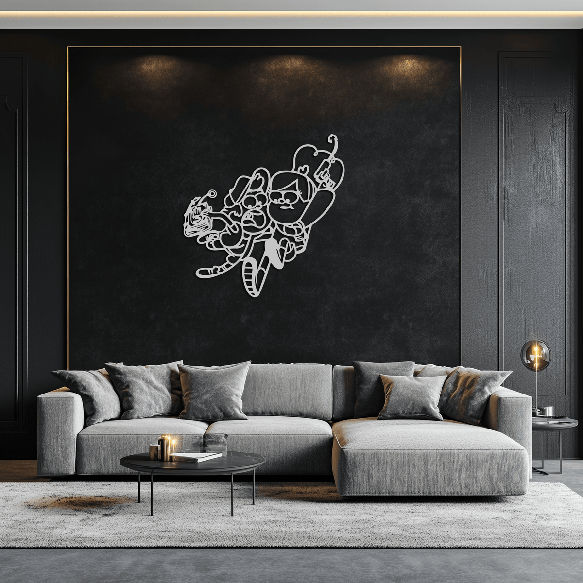 Mabel & Dipper Pines Metal Wall Art – Gravity Falls-Inspired Silhouette for Fans- KAF661