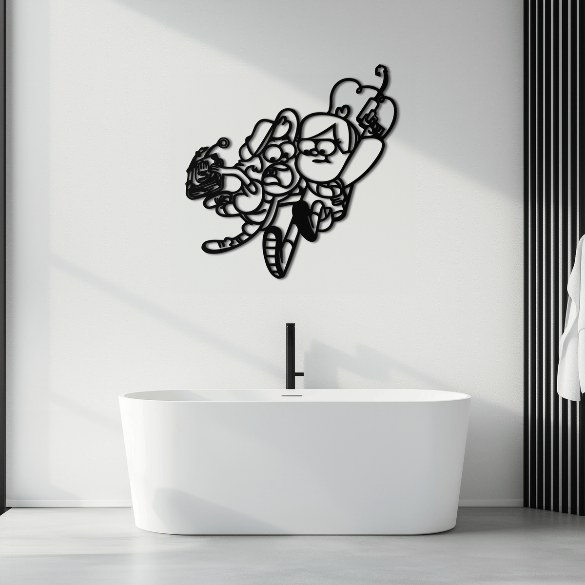 Mabel & Dipper Pines Metal Wall Art – Gravity Falls-Inspired Silhouette for Fans- KAF661