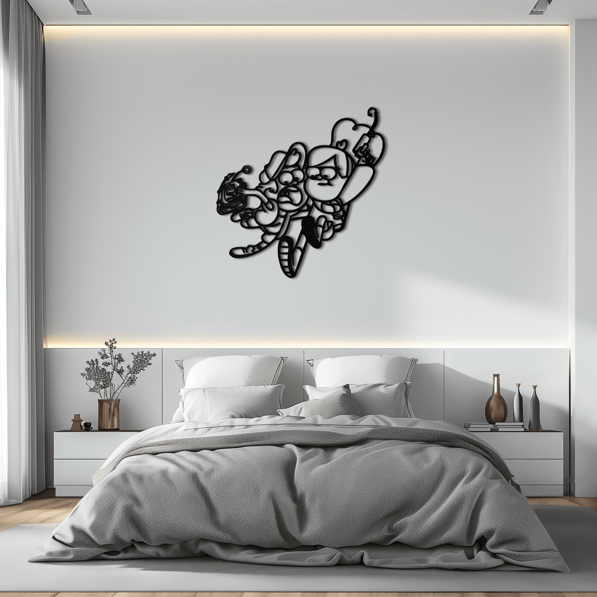 Mabel & Dipper Pines Metal Wall Art – Gravity Falls-Inspired Silhouette for Fans- KAF661