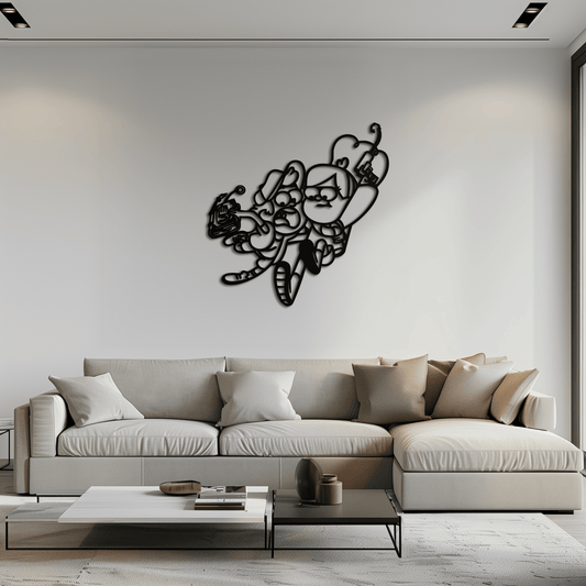 Mabel & Dipper Pines Metal Wall Art – Gravity Falls-Inspired Silhouette for Fans- KAF661