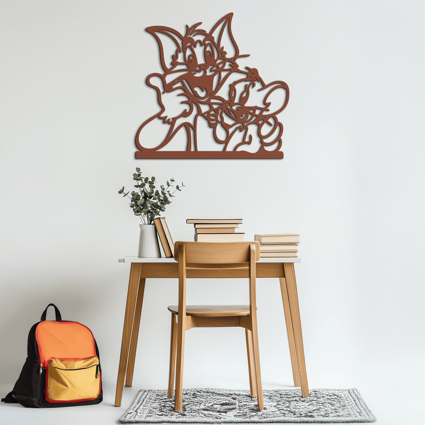 Tom and Jerry Metal Wall Art – Classic Cartoon Duo Silhouette for Fans- KAF665