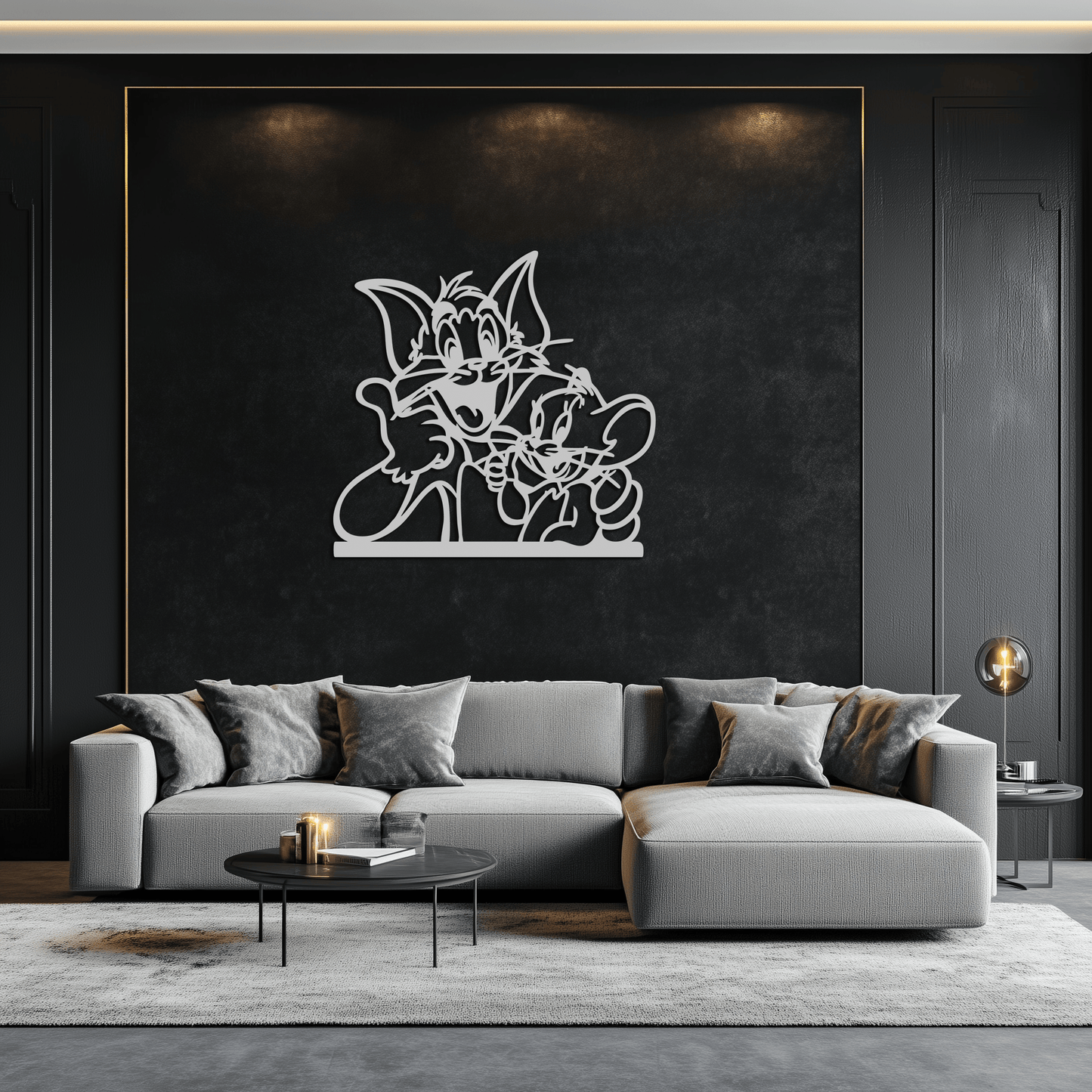 Tom and Jerry Metal Wall Art – Classic Cartoon Duo Silhouette for Fans- KAF665