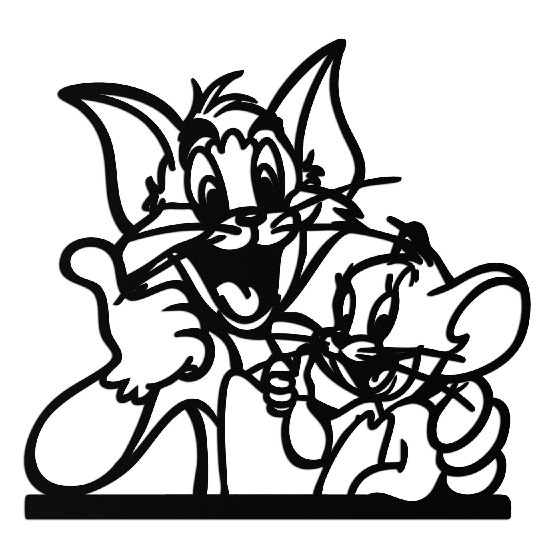 Tom and Jerry Metal Wall Art – Classic Cartoon Duo Silhouette for Fans- KAF665