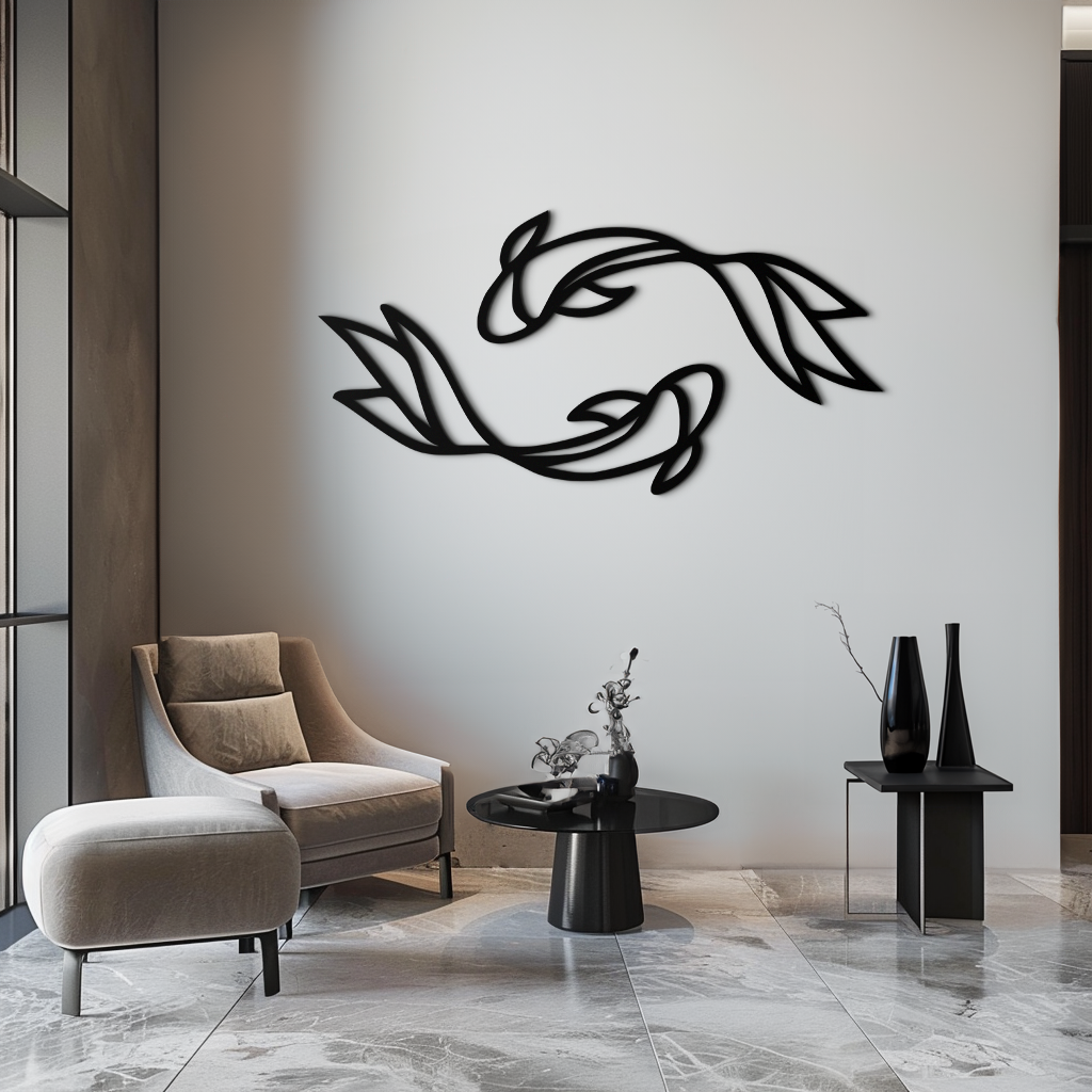 Koi Fish Metal Wall Art – Elegant Silhouette Design for Nature Lovers- KAF667