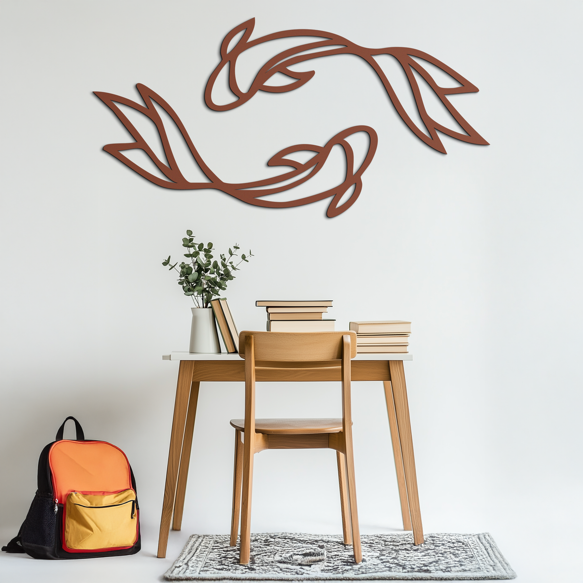 Koi Fish Metal Wall Art – Elegant Silhouette Design for Nature Lovers- KAF667