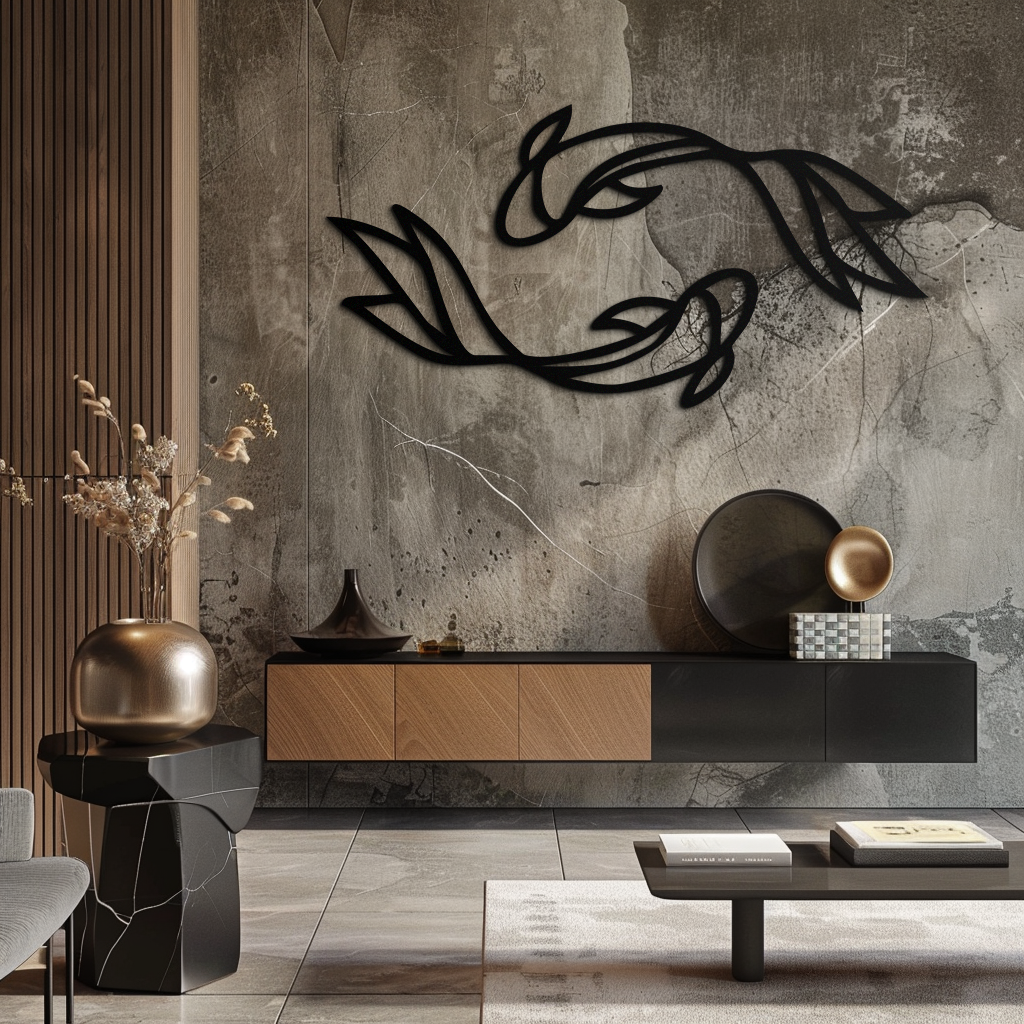 Koi Fish Metal Wall Art – Elegant Silhouette Design for Nature Lovers- KAF667