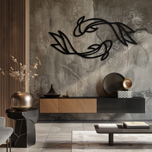Koi Fish Metal Wall Art – Elegant Silhouette Design for Nature Lovers- KAF667