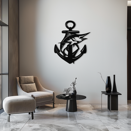 Anchor and Fish Metal Wall Art – Nautical-Inspired Design for Sea Lovers- KAF668
