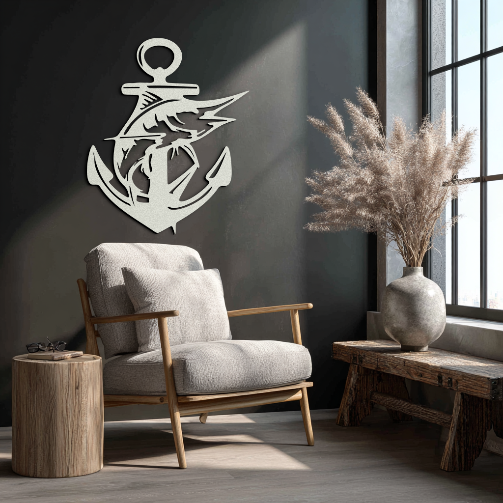Anchor and Fish Metal Wall Art – Nautical-Inspired Design for Sea Lovers- KAF668