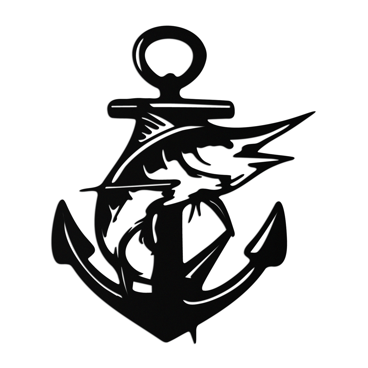 Anchor and Fish Metal Wall Art – Nautical-Inspired Design for Sea Lovers- KAF668