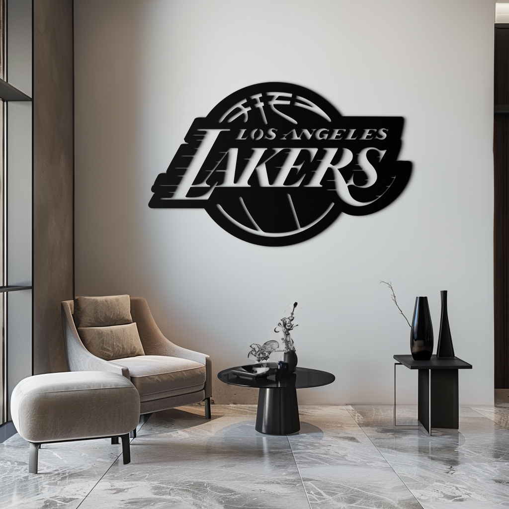 Los Angeles Lakers Logo Metal Wall Art – Iconic Basketball Team Silhouette Decor- KAF674