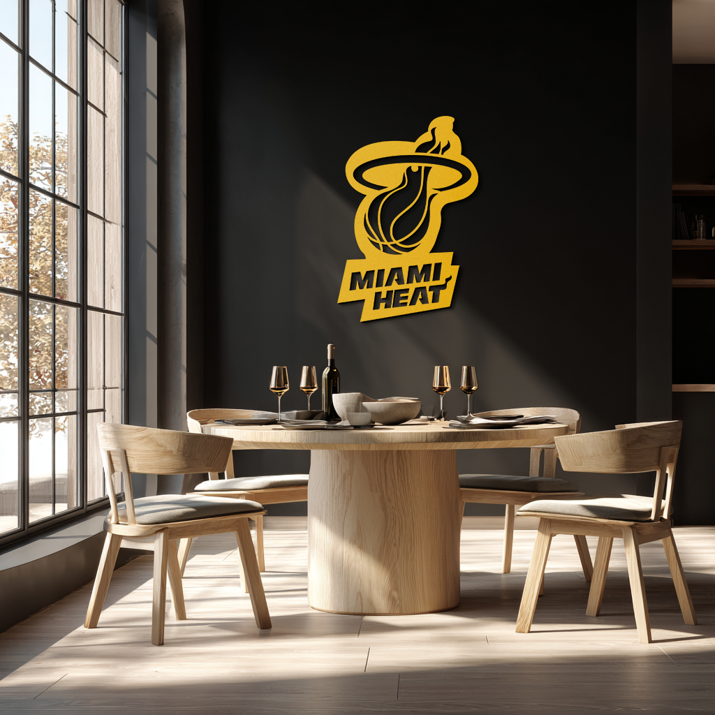 Miami Heat Basketball Logo Metal Wall Art – Sports-Inspired Modern Home Decor- KAF675