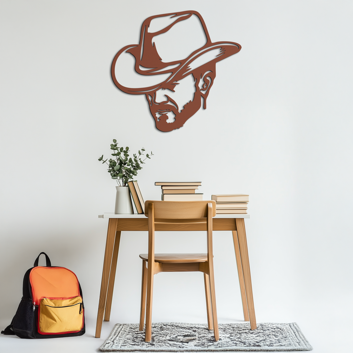 Cowboy Face Silhouette Metal Wall Art – Western Country Style Wall Decor for Home or Office- KAF679