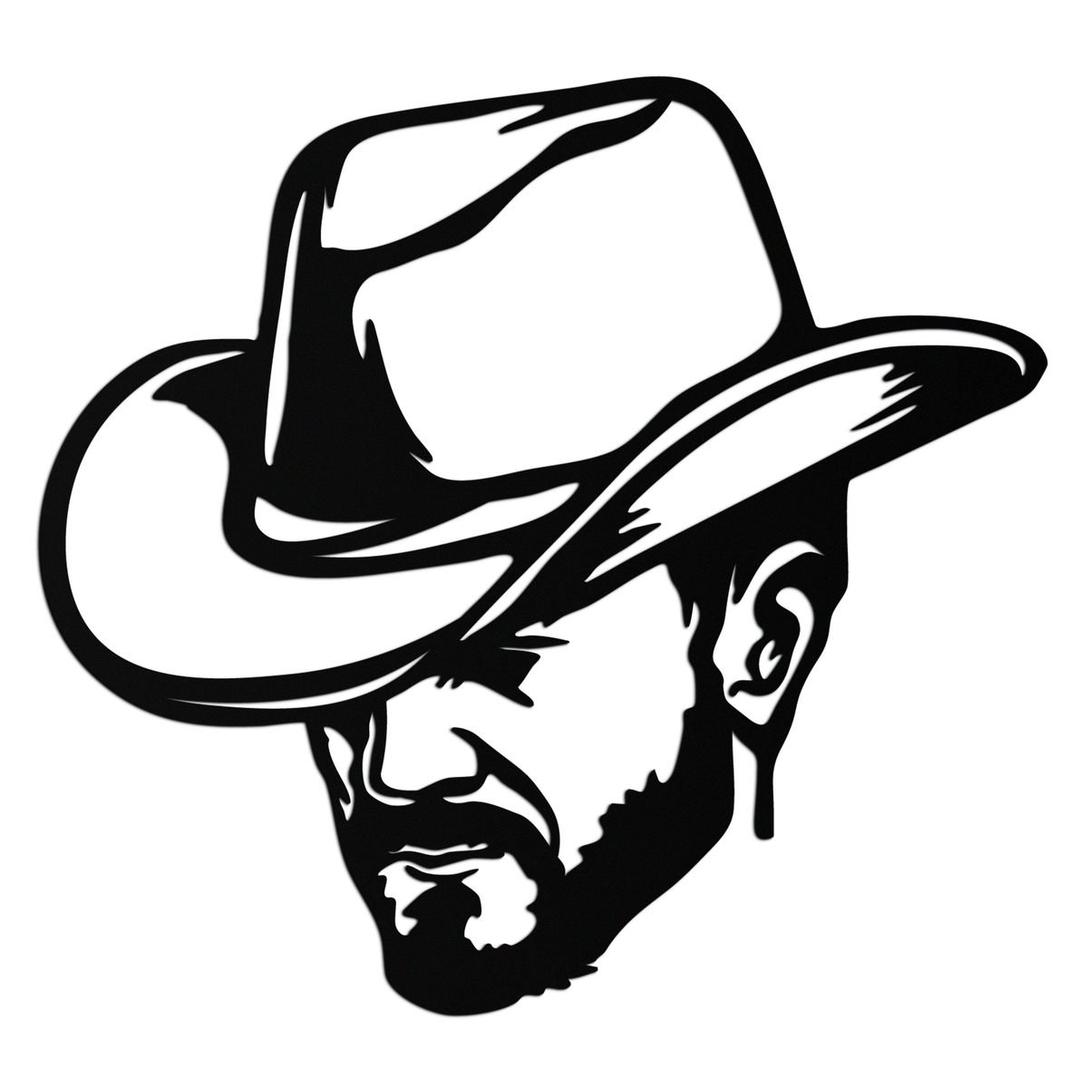 Cowboy Face Silhouette Metal Wall Art – Western Country Style Wall Decor for Home or Office- KAF679