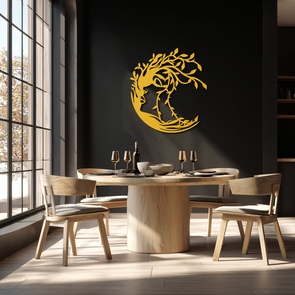 Tree Woman Silhouette Metal Wall Art – Nature-Inspired Feminine Design for Home Decor- KAF680