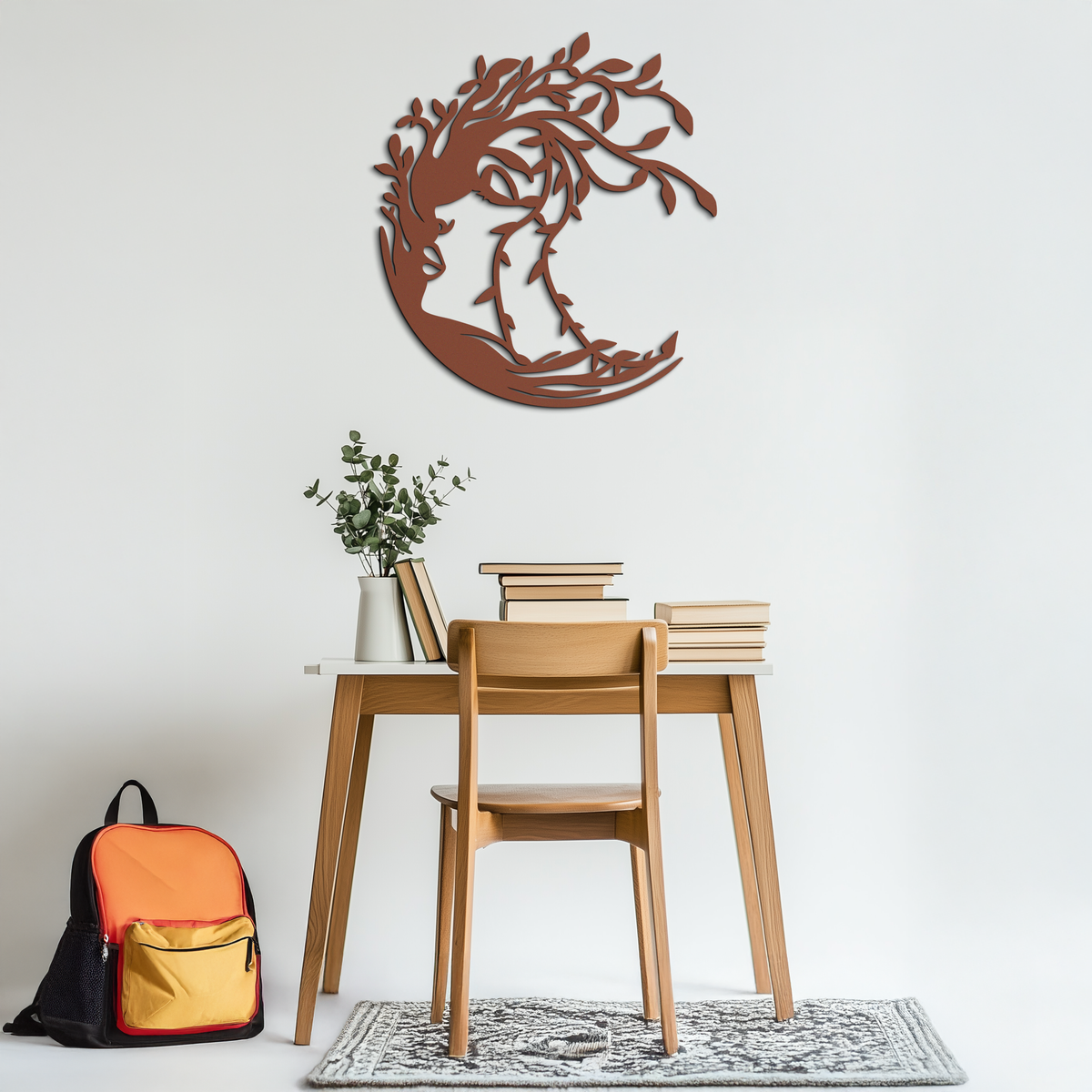 Tree Woman Silhouette Metal Wall Art – Nature-Inspired Feminine Design for Home Decor- KAF680