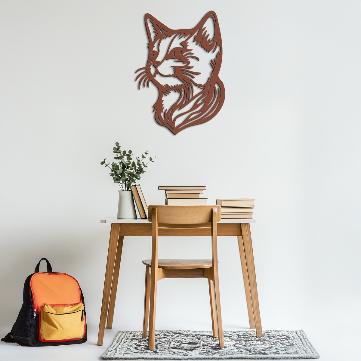 Graceful Cat Head Silhouette Metal Wall Art – Feline-Inspired Decorative Piece- KAF684