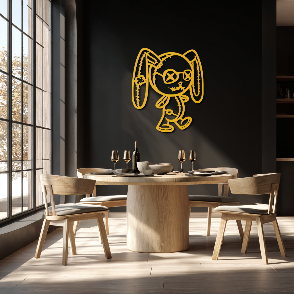 Patchwork Bunny Metal Wall Art – Whimsical Silhouette Design for Cozy Spaces- KAF693