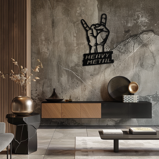 Heavy Metal Hand Sign Metal Wall Art – Bold Rock-Inspired Décor for Music Lovers- KAF700