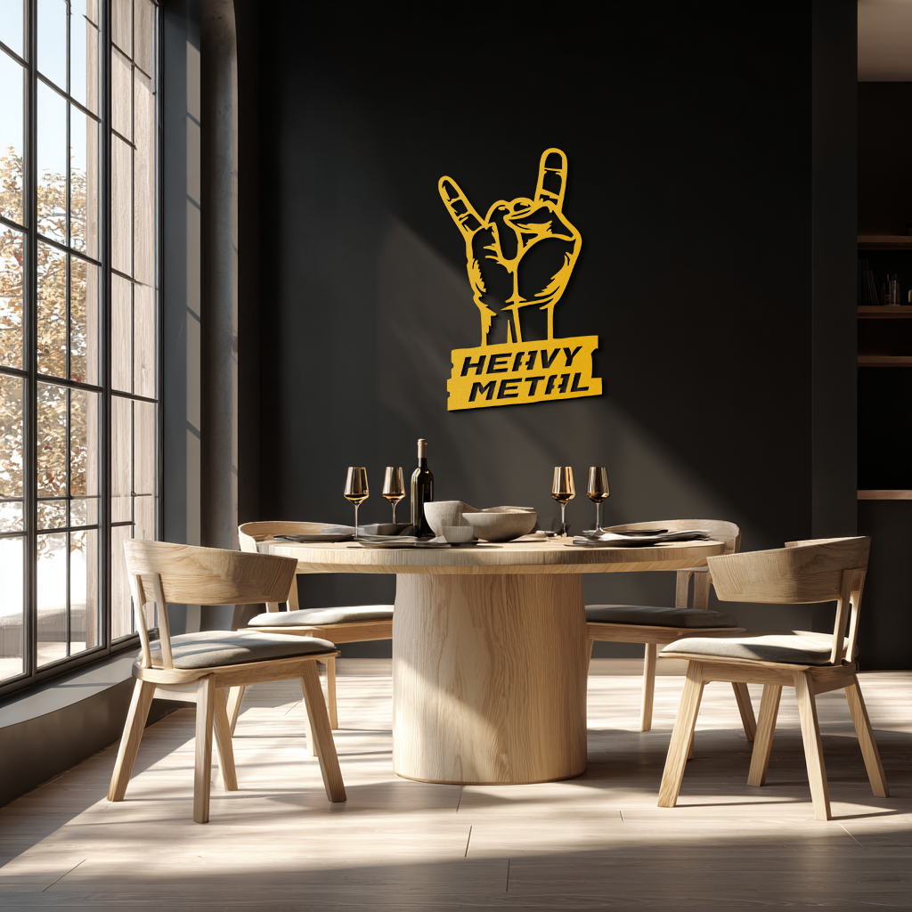 Heavy Metal Hand Sign Metal Wall Art – Bold Rock-Inspired Décor for Music Lovers- KAF700