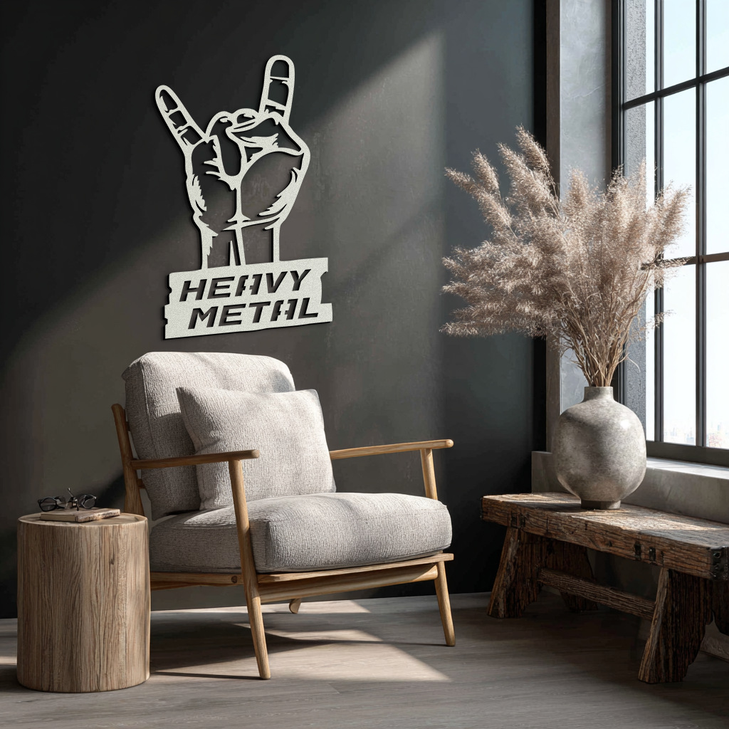 Heavy Metal Hand Sign Metal Wall Art – Bold Rock-Inspired Décor for Music Lovers- KAF700