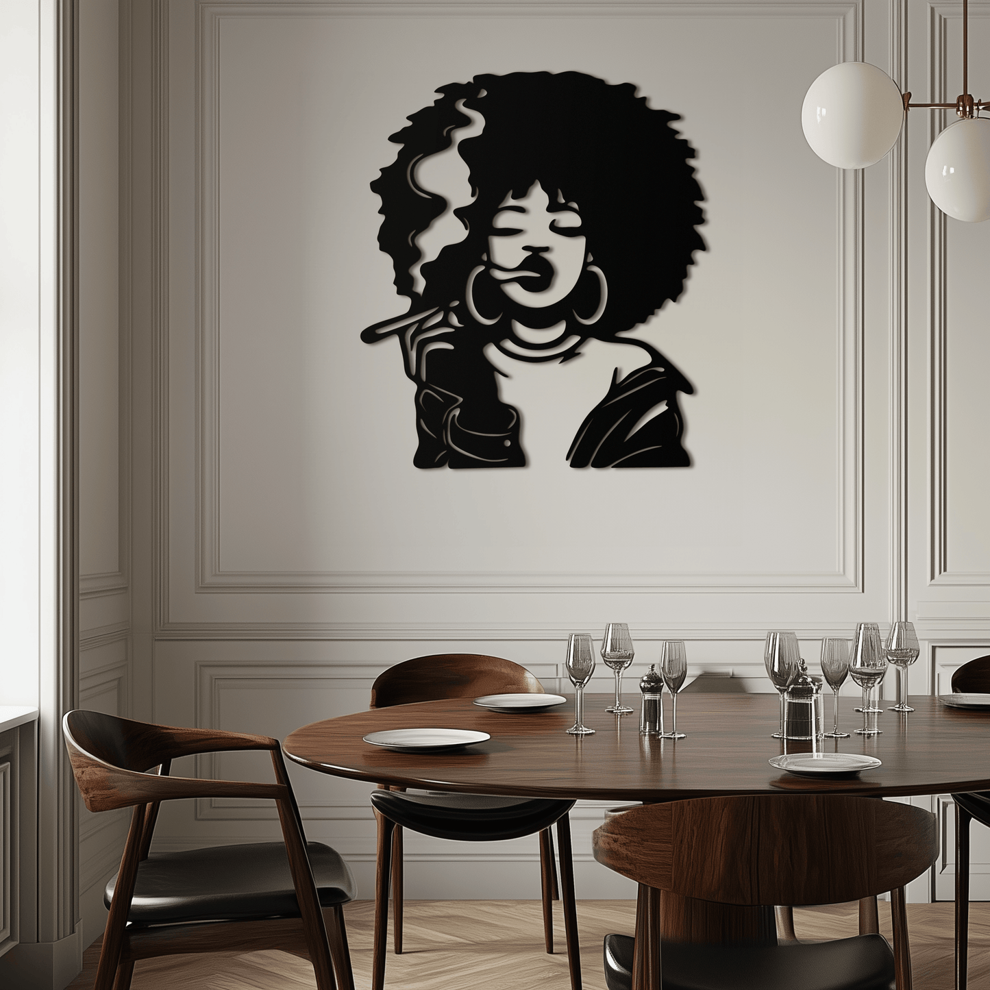Afro Woman Smoking Silhouette Metal Wall Art – Bold Statement Decor- KAF701