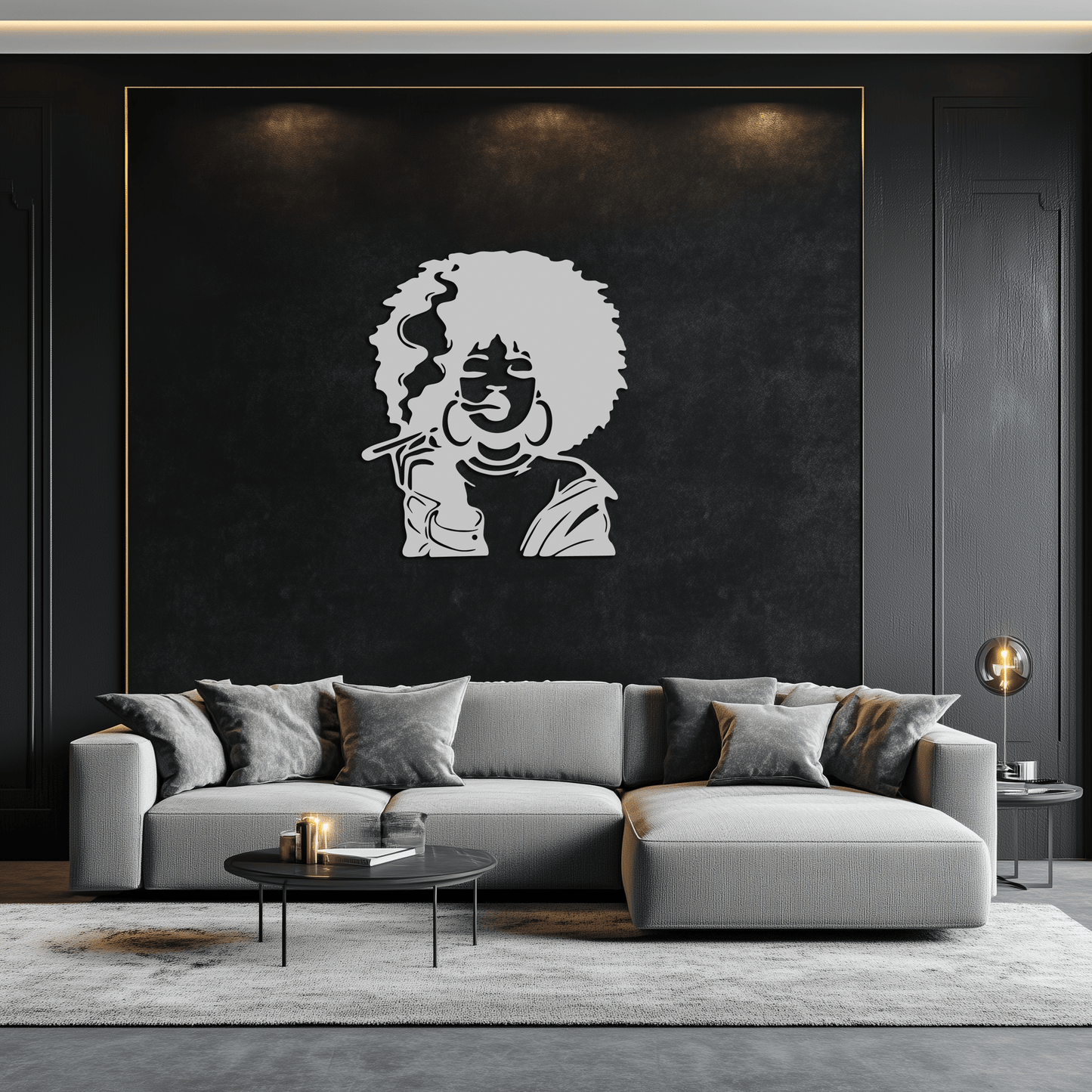Afro Woman Smoking Silhouette Metal Wall Art – Bold Statement Decor- KAF701
