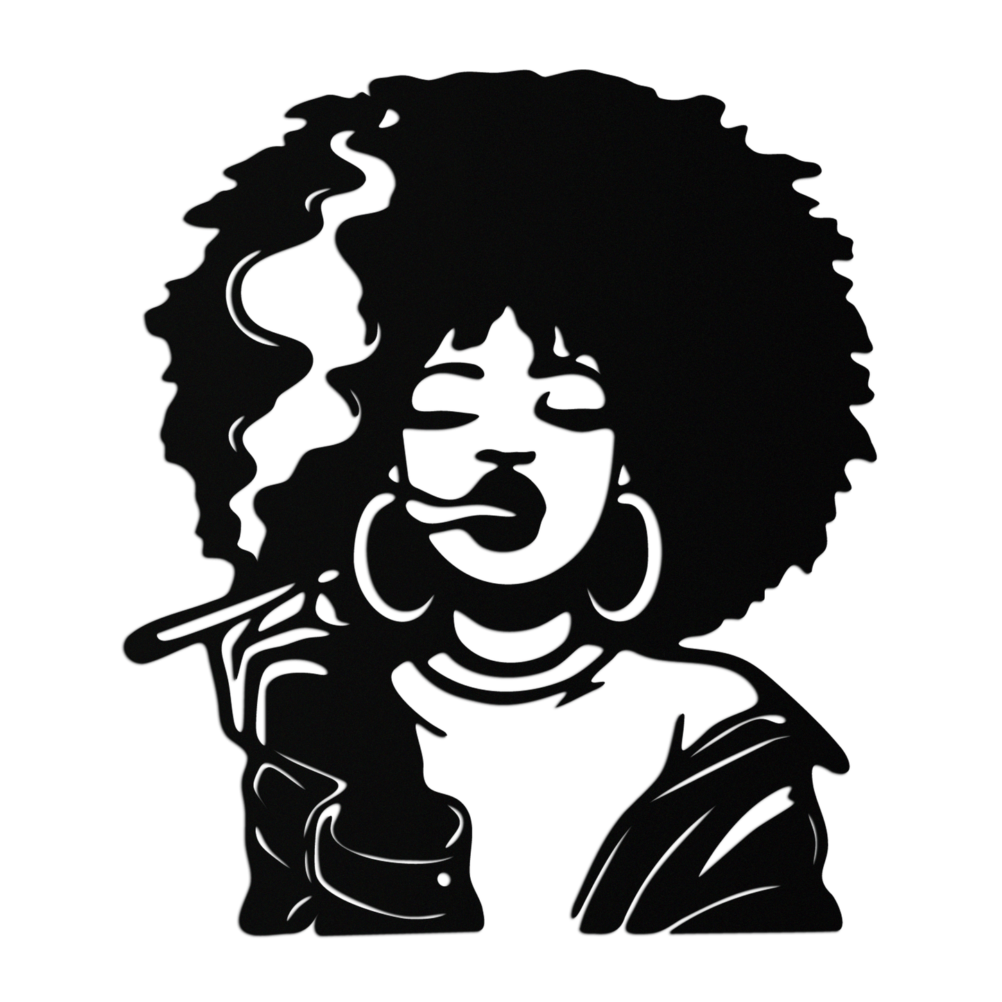 Afro Woman Smoking Silhouette Metal Wall Art – Bold Statement Decor- KAF701