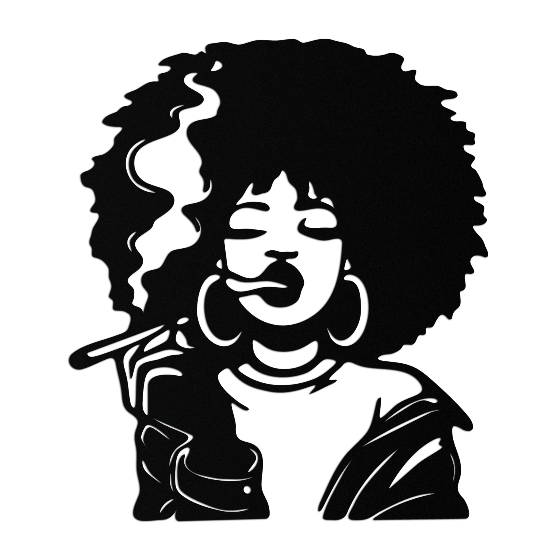 Afro Woman Smoking Silhouette Metal Wall Art – Bold Statement Decor- KAF701