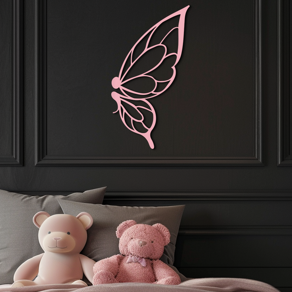 Pink Butterfly Wing Metal Wall Art – Elegant Nature-Inspired Decor - KAFGP003