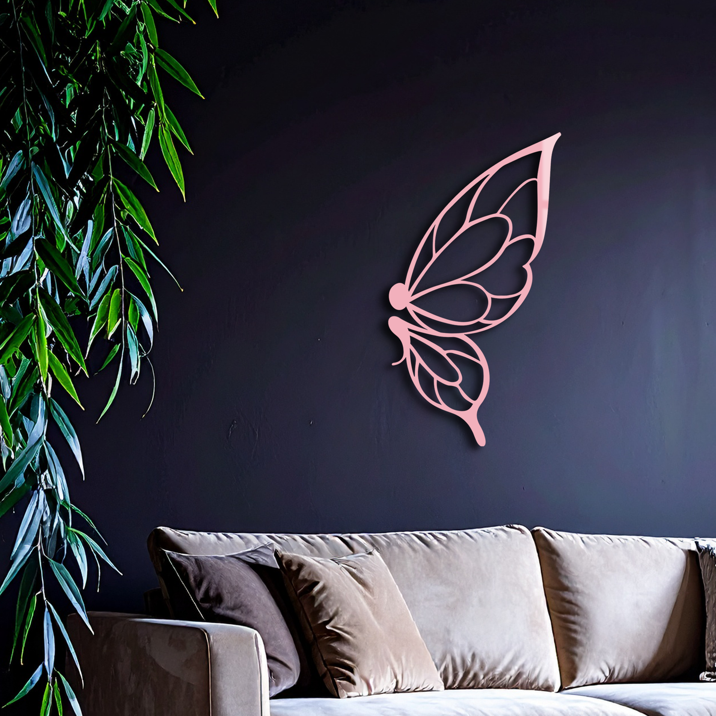 Pink Butterfly Wing Metal Wall Art – Elegant Nature-Inspired Decor - KAFGP003