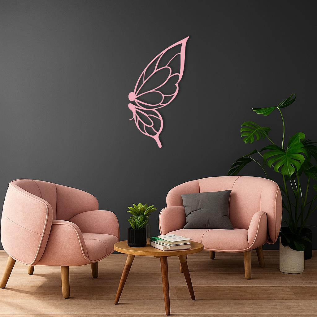 Pink Butterfly Wing Metal Wall Art – Elegant Nature-Inspired Decor - KAFGP003