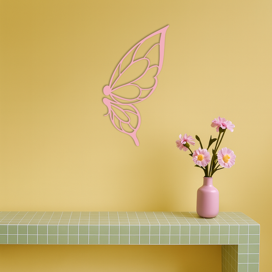 Pink Butterfly Wing Metal Wall Art – Elegant Nature-Inspired Decor - KAFGP003