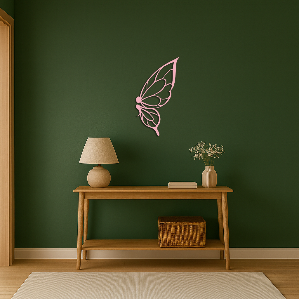 Pink Butterfly Wing Metal Wall Art – Elegant Nature-Inspired Decor - KAFGP003