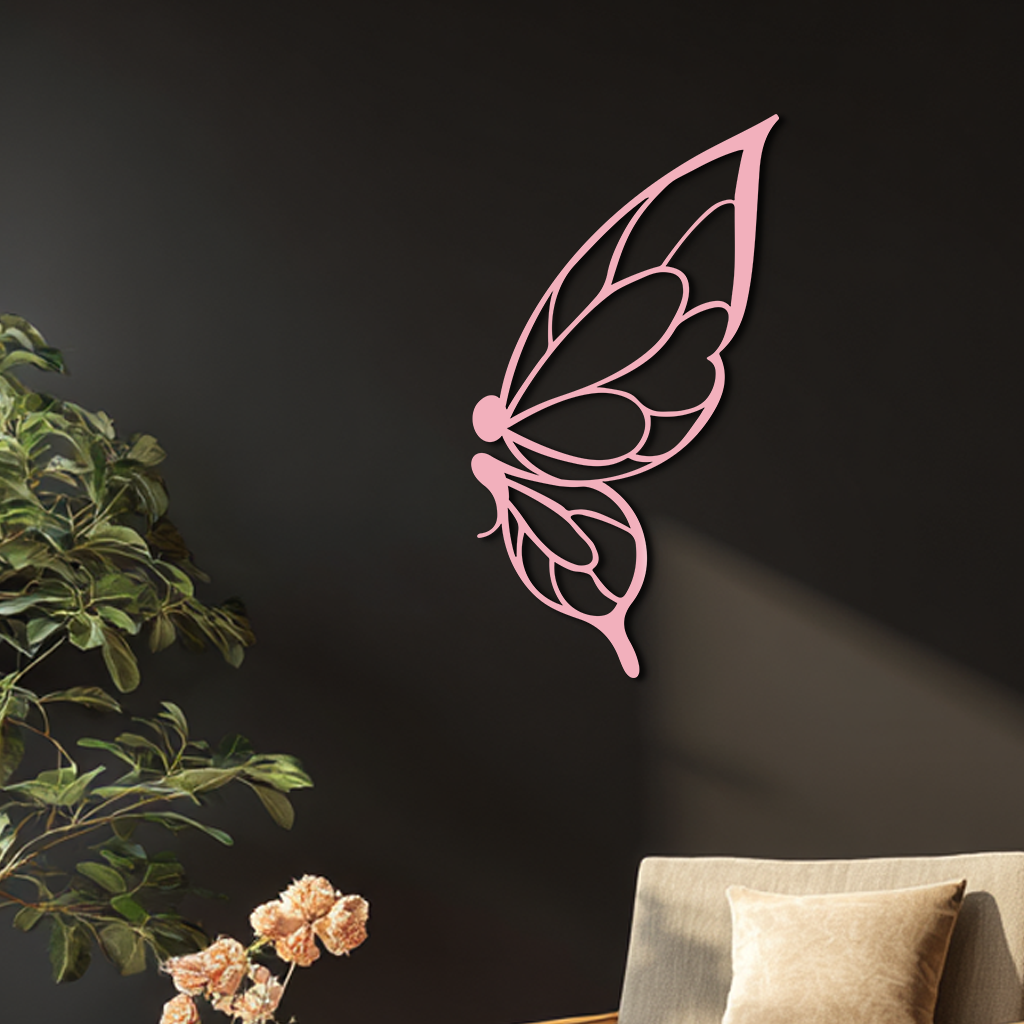 Pink Butterfly Wing Metal Wall Art – Elegant Nature-Inspired Decor - KAFGP003