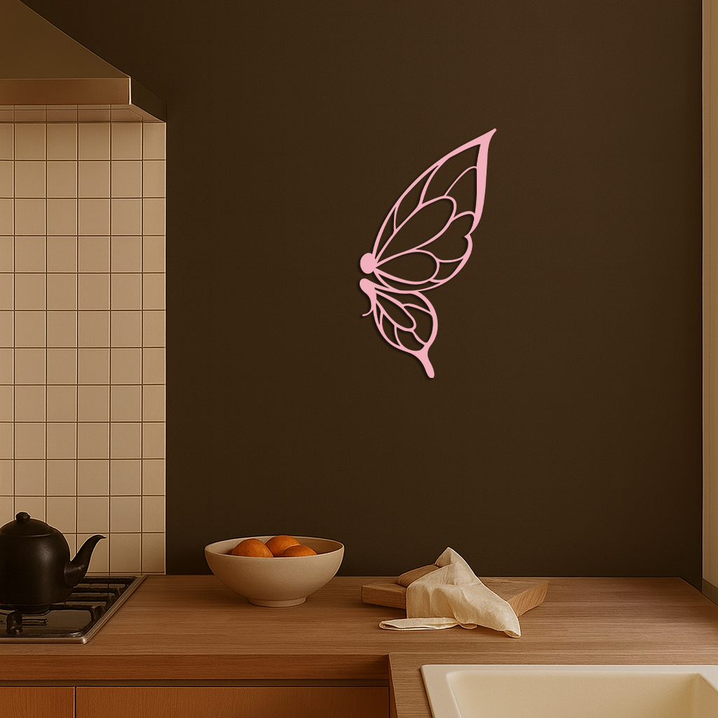 Pink Butterfly Wing Metal Wall Art – Elegant Nature-Inspired Decor - KAFGP003