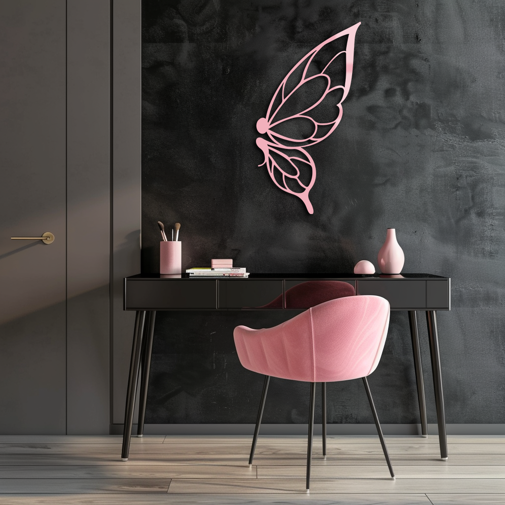 Pink Butterfly Wing Metal Wall Art – Elegant Nature-Inspired Decor - KAFGP003