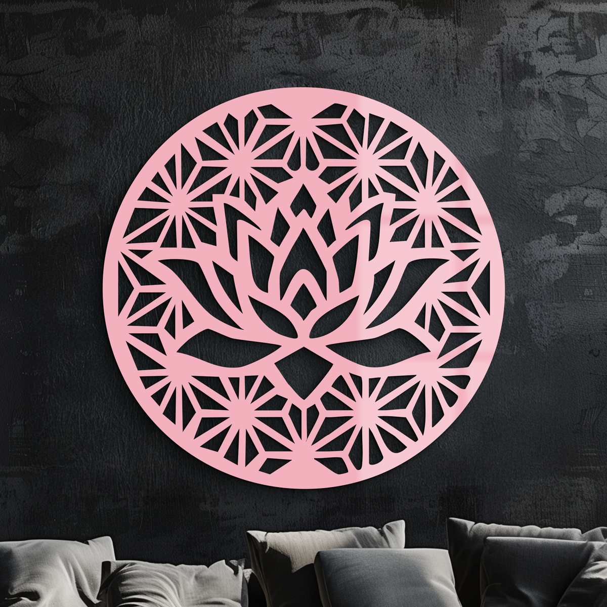 Pink Lotus Flower Metal Wall Art – Elegant Spiritual Bloom Design - KAFGP006