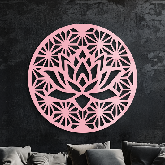 Pink Lotus Flower Metal Wall Art – Elegant Spiritual Bloom Design - KAFGP006