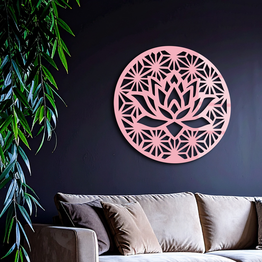 Pink Lotus Flower Metal Wall Art – Elegant Spiritual Bloom Design - KAFGP006
