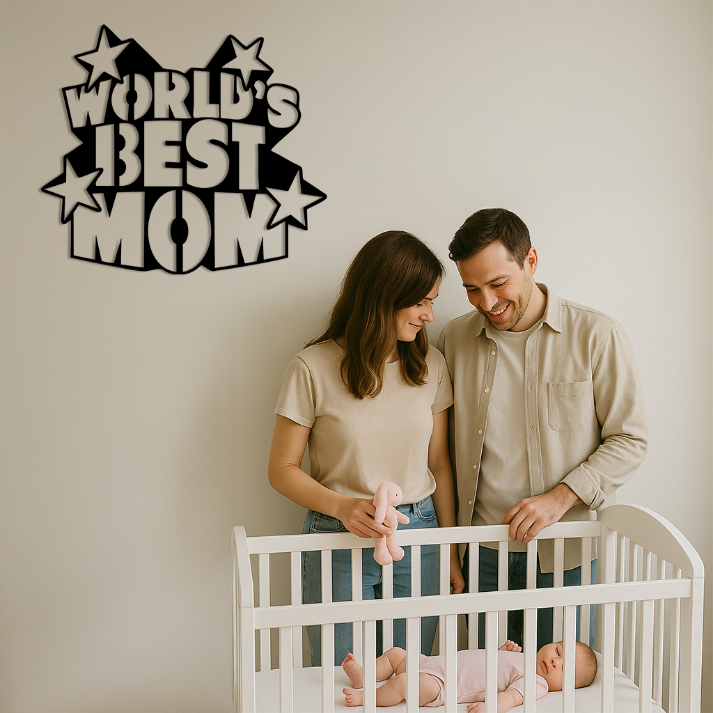 Pink World’s Best Mom Metal Wall Art – Star Design Mother’s Day Gift - KAFGP015