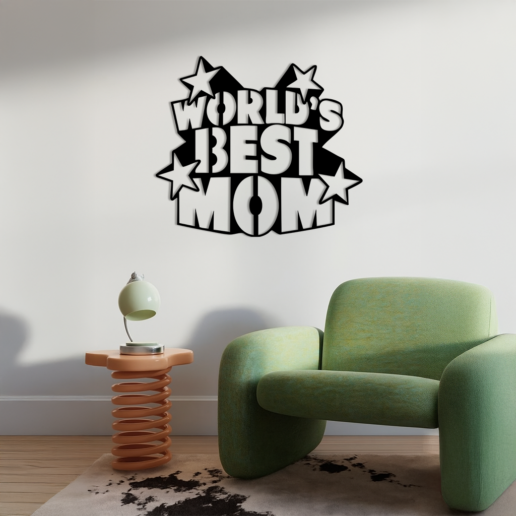 Pink World’s Best Mom Metal Wall Art – Star Design Mother’s Day Gift - KAFGP015