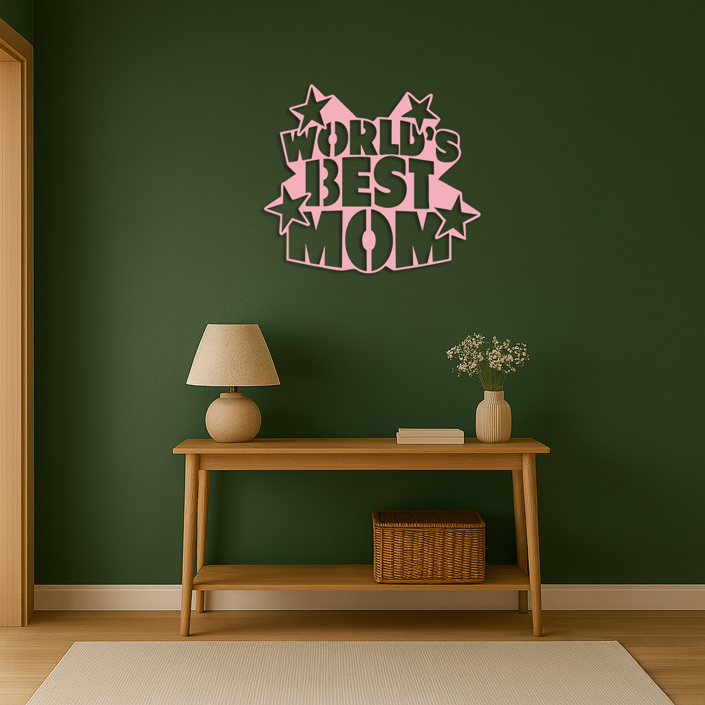 Pink World’s Best Mom Metal Wall Art – Star Design Mother’s Day Gift - KAFGP015