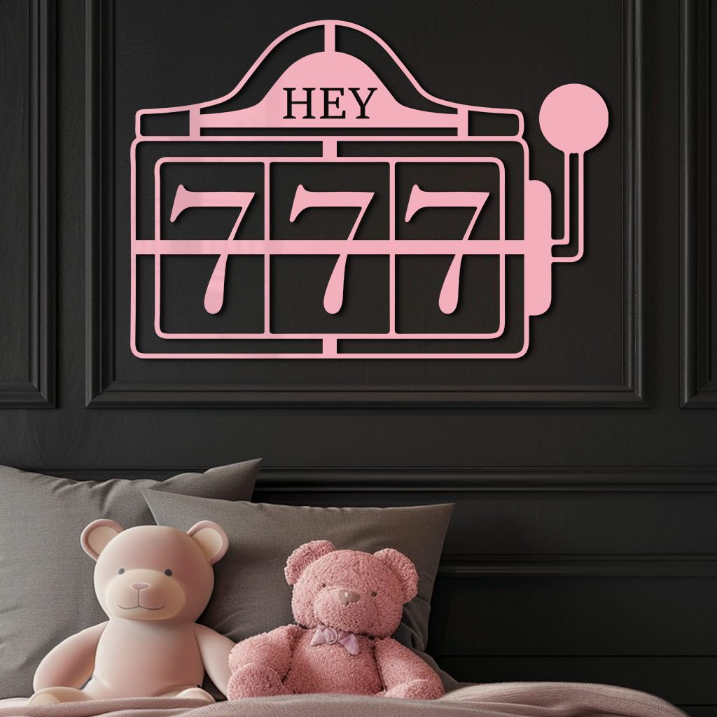 Pink 777 Metal Wall Art – Lucky Casino & Manifest Angel Number Decor - KAFGP017