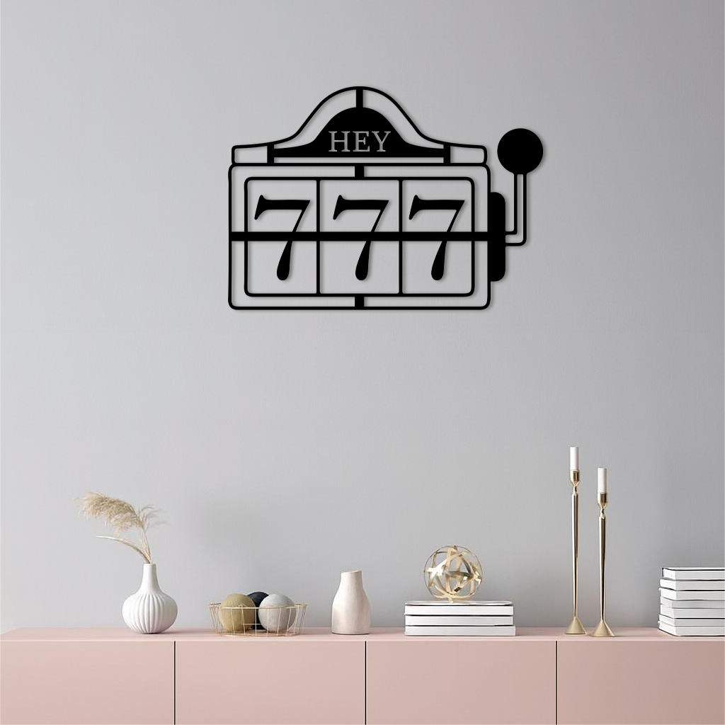 Pink 777 Metal Wall Art – Lucky Casino & Manifest Angel Number Decor - KAFGP017