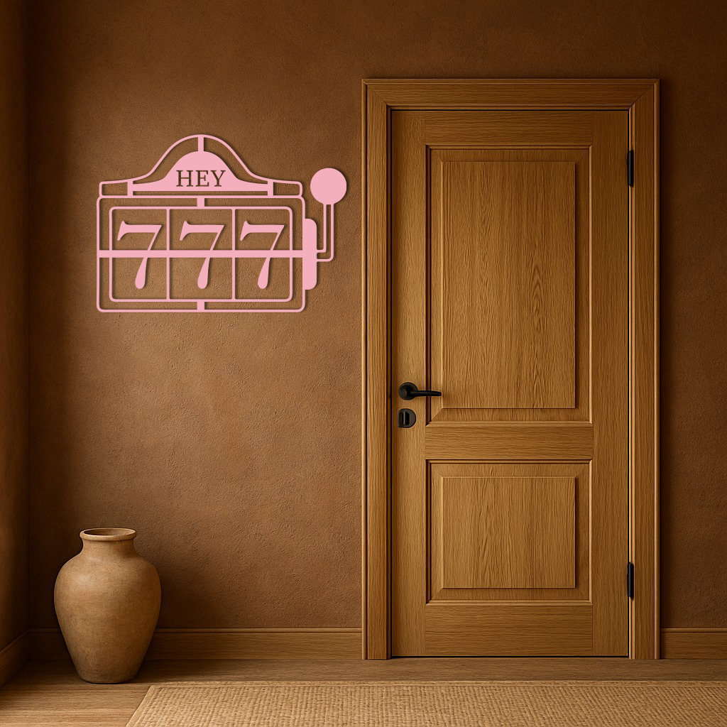 Pink 777 Metal Wall Art – Lucky Casino & Manifest Angel Number Decor - KAFGP017