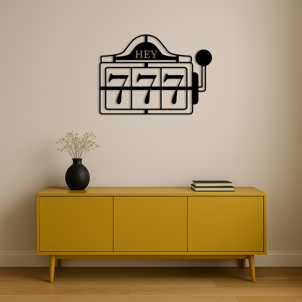 Pink 777 Metal Wall Art – Lucky Casino & Manifest Angel Number Decor - KAFGP017